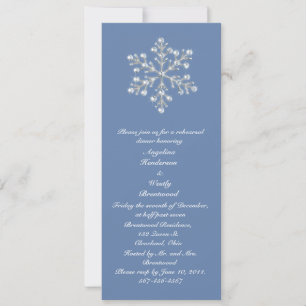 Wintery  Crystal Snowflake Rehearsal Dinner Invitation