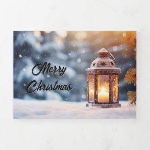 Wintery Lantern Merry Christmas Card