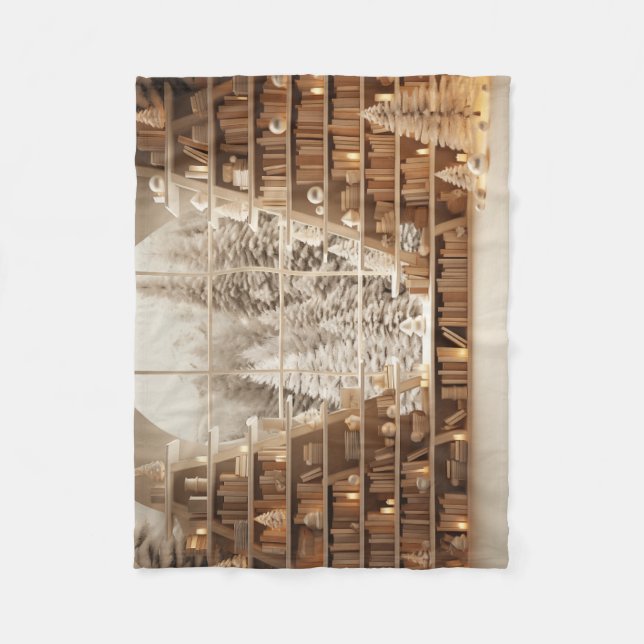 Wintery Library Fleece Blanket (Front)