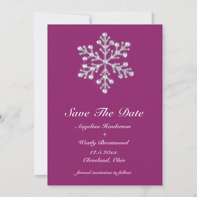 Wintery Magenta Save the Date (Front)