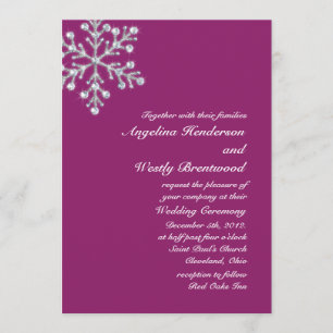 Wintery Magenta Wedding Invitation
