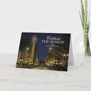 Wintery Night in Downtown Seattle Holiday Card