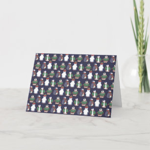 Wintery Penguins Card, Customisable! Holiday Card