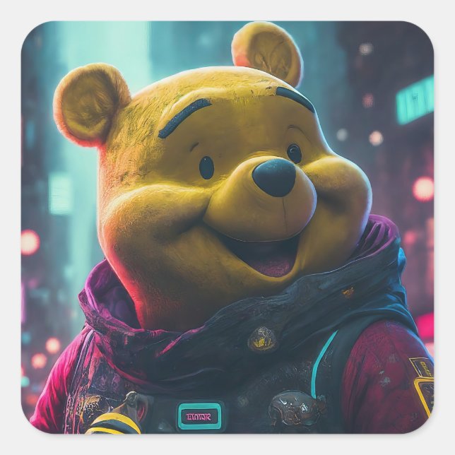 Wintery Teddy Square Sticker (Front)