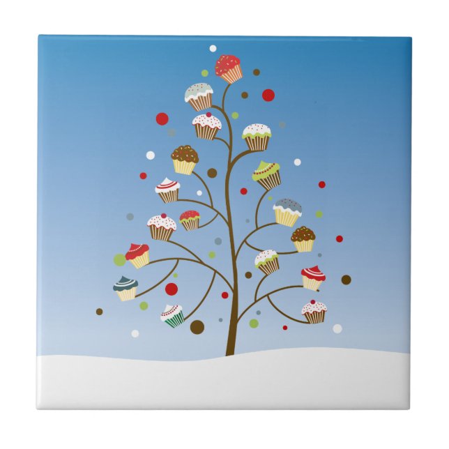 Wintery Tree of Cupcakes Tile (Front)