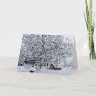 WINTRY BARN AND CHRISTMAS WISHES HOLIDAY CARD