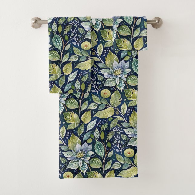 Wintry Blue Flora  Bath Towel Set (Insitu)
