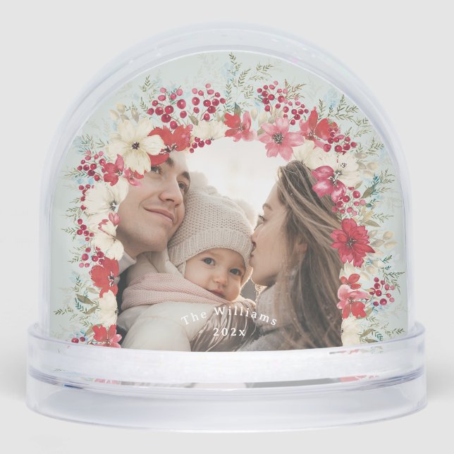 wintry christmas holidays 2 photo family snowglobe (Front)