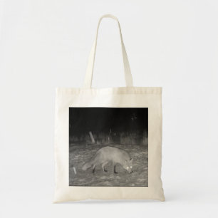 Wintry Scene Fox in Falling Snow Wildlife Art Tote Bag