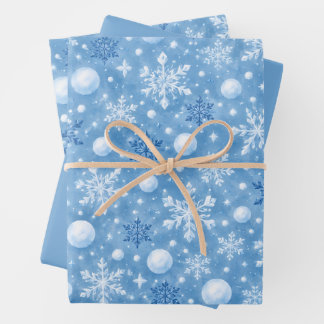 Wintry Snow Wrapping Paper Sheet