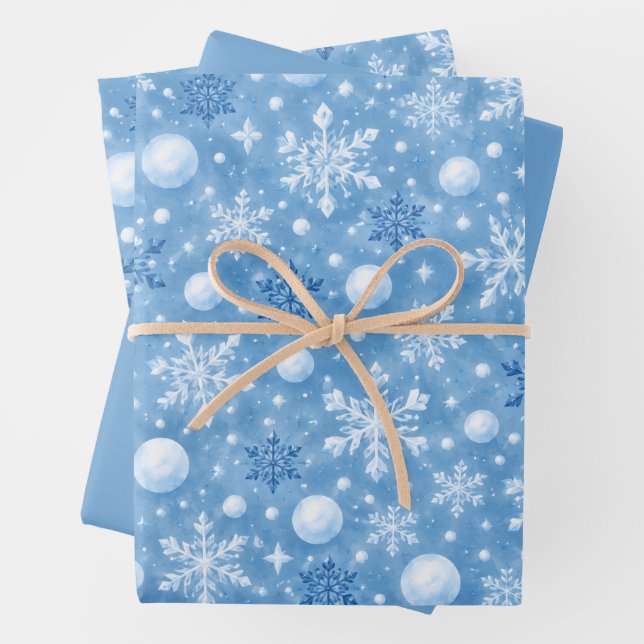 Wintry Snow Wrapping Paper Sheet (In situ)