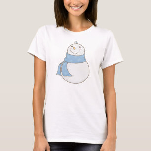 Wintry Snowman and Blue Bird T-Shirt