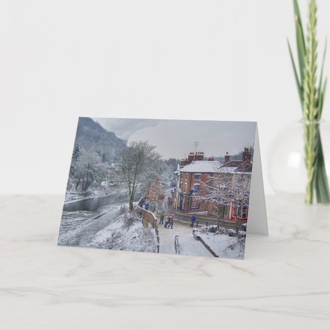 Wintry Street Scene Holiday Card (Front)