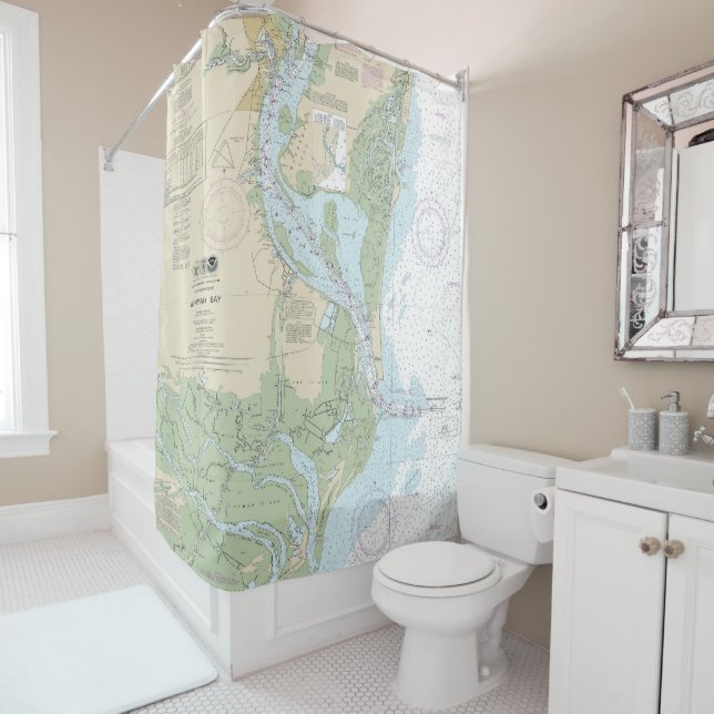 Winyah Bay Nautical Chart 11532 Shower Curtain (In Situ)