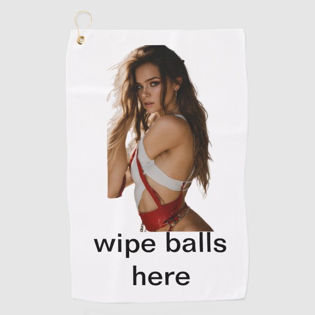 Wipe Balls Here Golf Towel (Front)