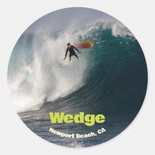 Wipe-out at the Wedge, Newport Beach, Ca Classic Round Sticker