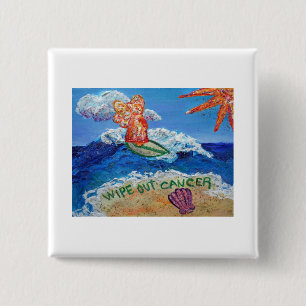 Wipe Out Cancer Angel 15 Cm Square Badge