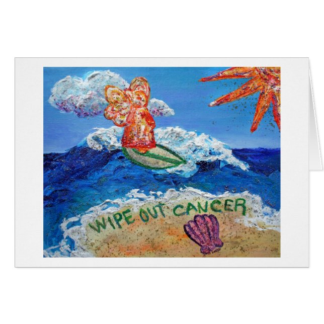 Wipe Out Cancer Angel Art Custom Greeting Card (Front Horizontal)