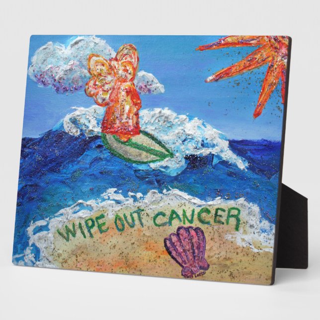 Wipe Out Cancer Angel Art Painting Gift Plaque (Side)