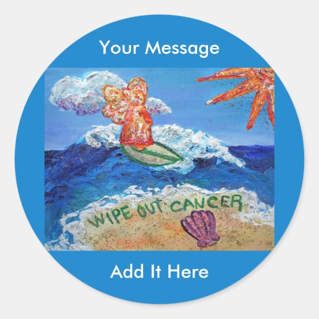 Wipe Out Cancer Angel Art Sticker Decals (Front)