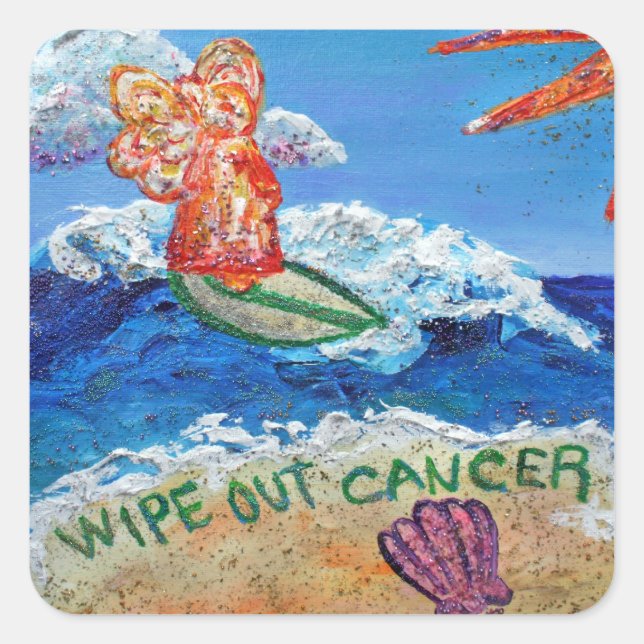 Wipe Out Cancer Angel Art Sticker Decals (Front)