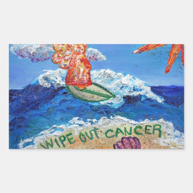 Wipe Out Cancer Angel Art Sticker Decals (Front)