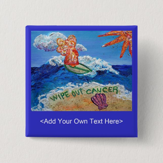 Wipe Out Cancer Angel Button (Front)