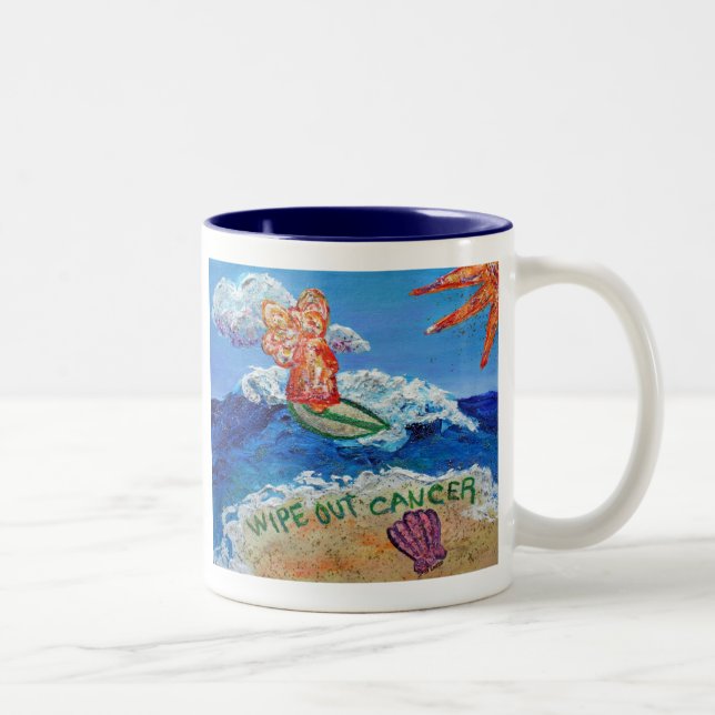 Wipe Out Cancer Angel Two-Tone Coffee Mug (Right)