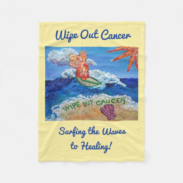 Wipe Out Cancer Surfing Angel Soft Fleece Blanket (Front)