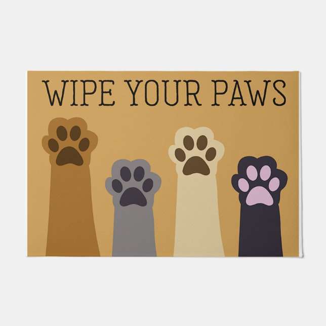 Wipe Your Paws Doormat, Cat Lovers Rug (Front)