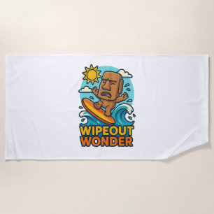 Wipeout Moai Chibi Surf Fail Beach Towel