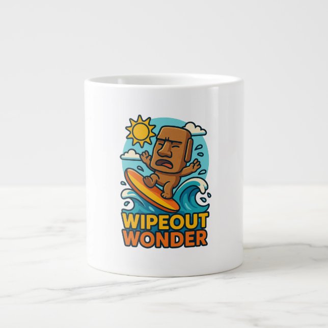 Wipeout Moai Chibi Surf Fail Large Coffee Mug (Front)