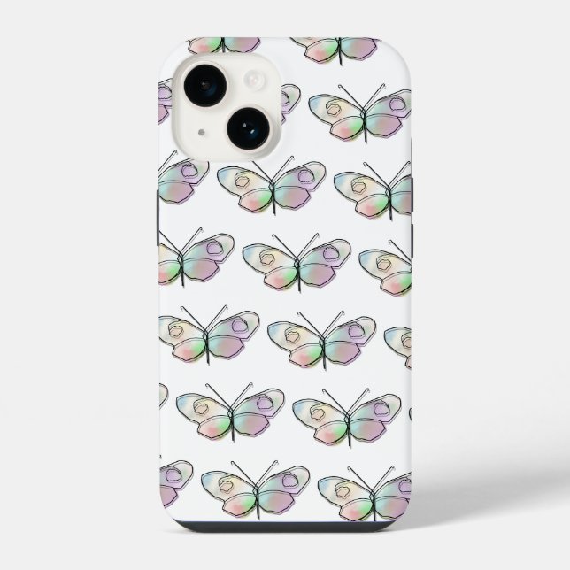 Wire Butterfly Drawing Pattern iPhone Case (Back)