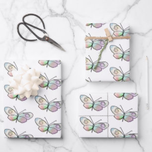 Wire Butterfly Drawing Pattern Wrapping Paper Sheet