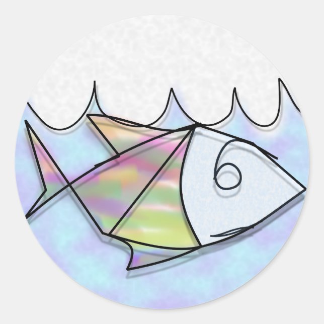 Wire Fish Classic Round Sticker (Front)