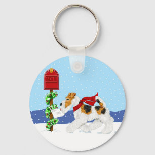Wire Fox Christmas Mail Key Ring