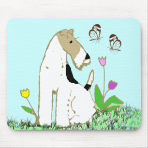 Wire Fox Terrier and Butterflies Mouse Mat