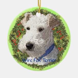 Wire Fox Terrier Art Ceramic Tree Decoration