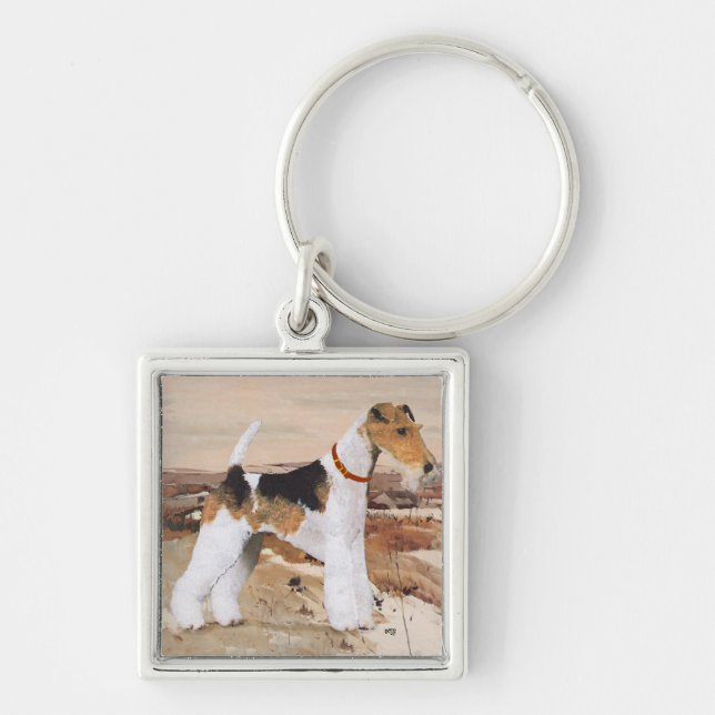 Wire Fox Terrier Autumn Key Ring (Front)