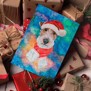 Wire Fox Terrier Breed Dog Christmas Holiday Postcard