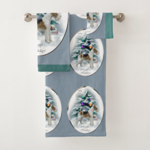 Wire Fox Terrier Christmas Bath Towel Set