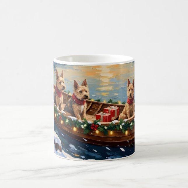Wire Fox Terrier Christmas Boat Holiday Coffee Mug (Center)