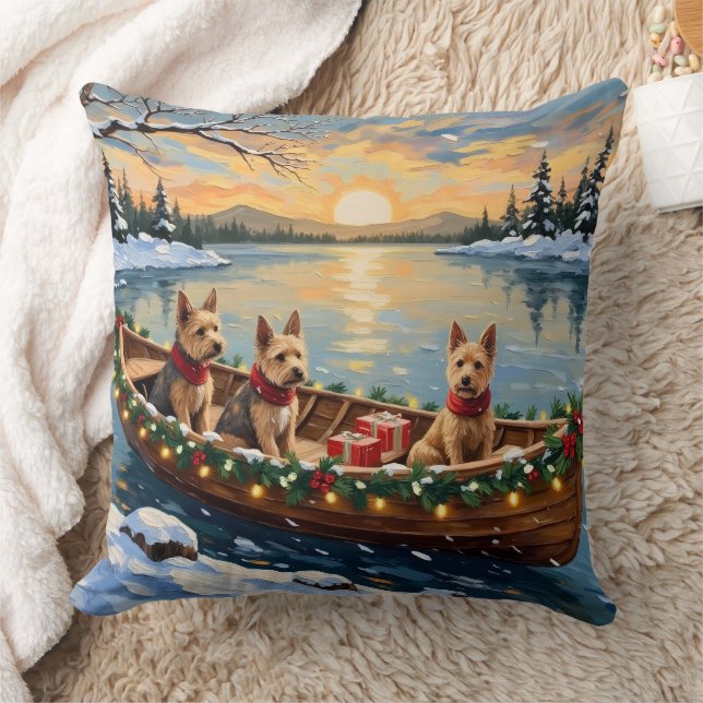 Wire Fox Terrier Christmas Boat Holiday Cushion (Blanket)