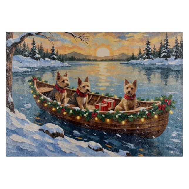 Wire Fox Terrier Christmas Boat Holiday Cutting Board (Front)