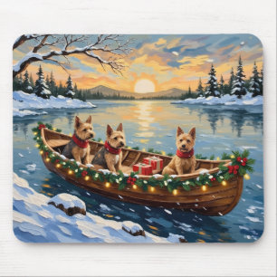 Wire Fox Terrier Christmas Boat Holiday Mouse Mat