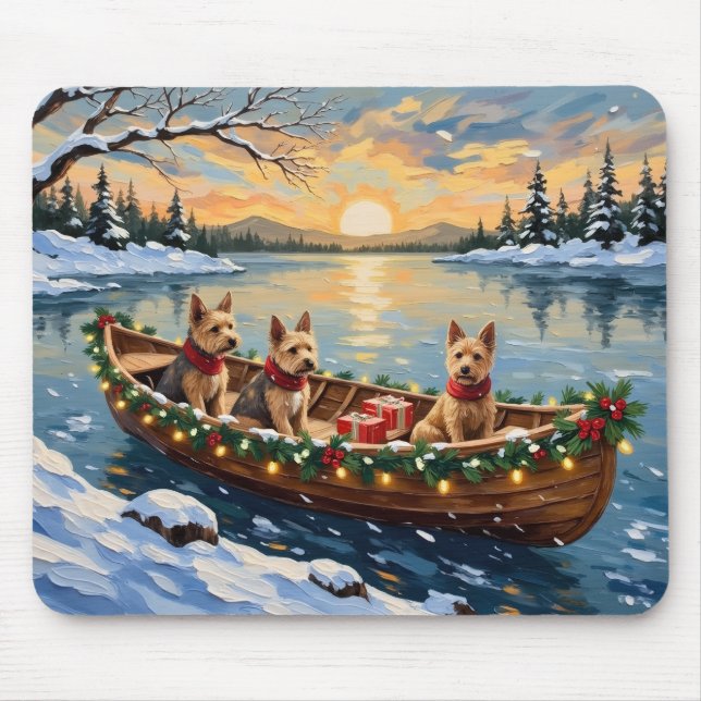 Wire Fox Terrier Christmas Boat Holiday Mouse Mat (Front)