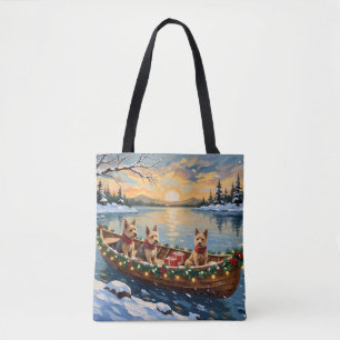 Wire Fox Terrier Christmas Boat Holiday Tote Bag