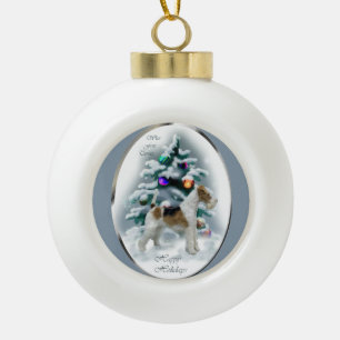 Wire Fox Terrier Christmas Ceramic Ball Christmas Ornament
