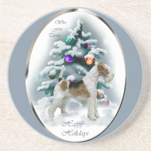 Wire Fox Terrier Christmas  Coaster