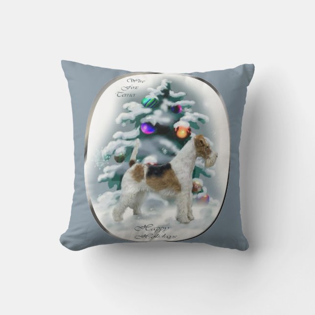 Wire Fox Terrier Christmas Cushion (Front)